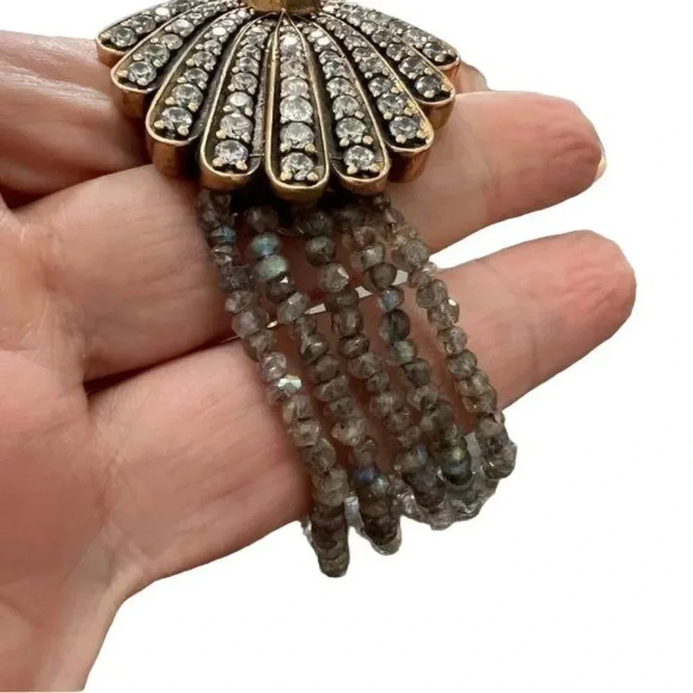 Art Deco Style Crystal & Labradorite Beaded Bracelet